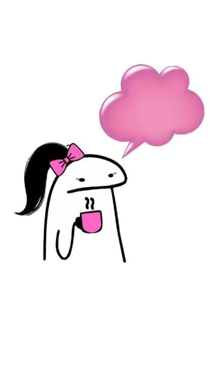 Niña holding a pink mug under a thought bubble